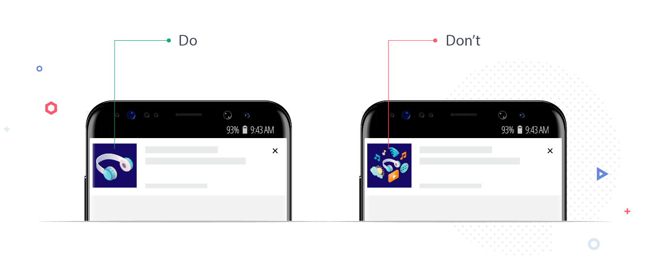 Graph stating that push notification ad creative should be simple