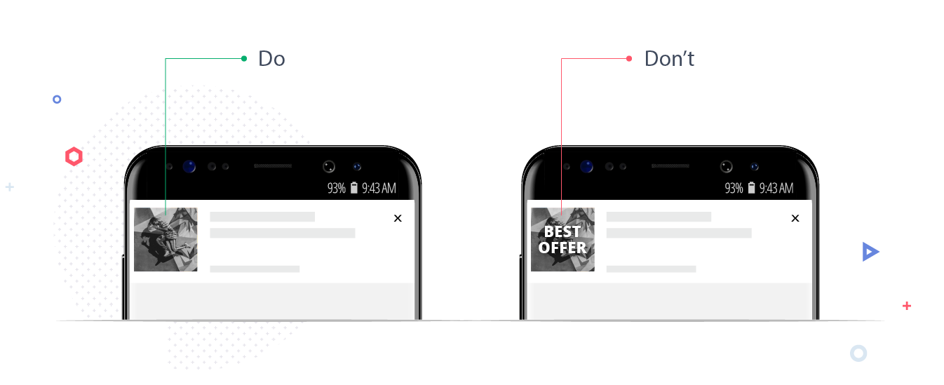 Graph showing that images without text converts better in push ads campaigns