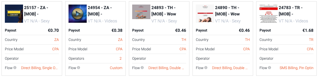 examples of offer from Mobidea
